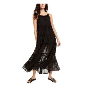 THE WEEKEND BRAND Womens Black Sleeveless Halter Maxi Ruffled Dress M